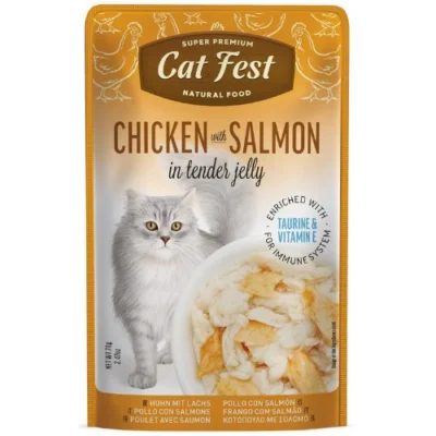 פילה עוף עם סלמון טבעי לחתולים Cat Fest בג'לי עדין