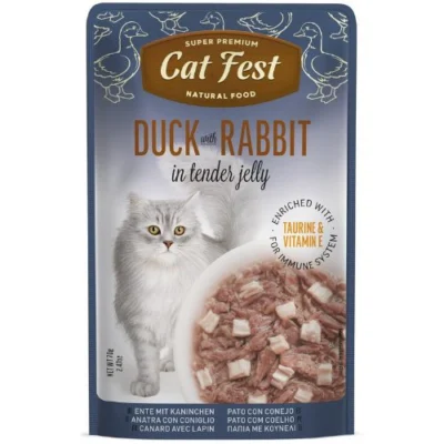 פילה ברווז עם ארנב טבעי לחתולים Cat Fest בג'לי עדין