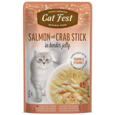 פילה סלמון וסרטנים טבעי לחתולים Cat Fest בג'לי עדין