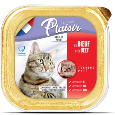 מעדן פטה לחתול PLAISIR בקר