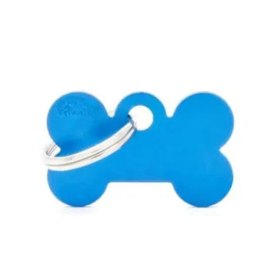 תג שם עם חריטה אלומיניום עצם קטנה כחולה